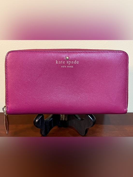 kate spade Handbags - kate spade New York Hot Pink Saffiano Leather Zip Wallet